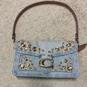 Coach Blue Denim Bag with Gold Accents